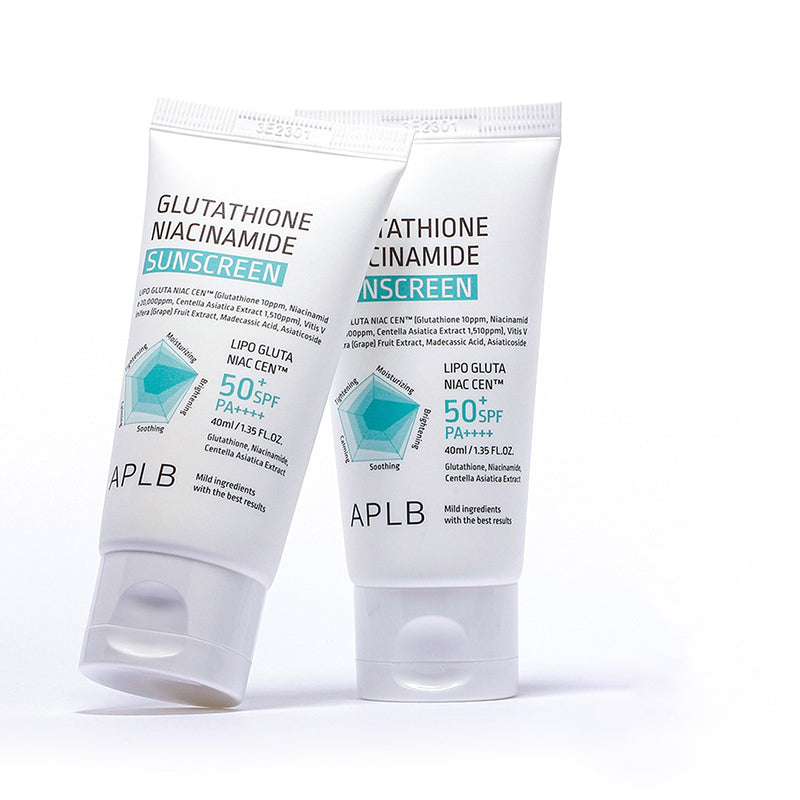 aplb glutathione niacinamide sunscreen product info and reviews (1.35 oz / 40mL ) SPA50+ PA++++ and long APLB - Glutathione Niacinamide Sunscreen